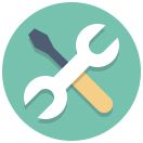 An image of a wrench and screwdriver placed like an X - Icon for scheduling installation